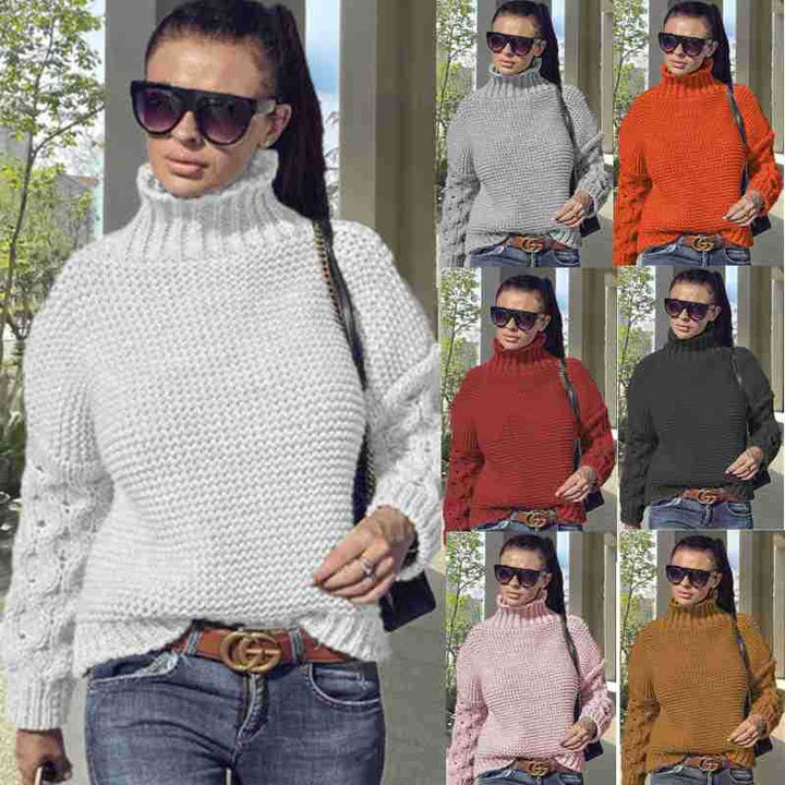Damen Grobstrickpullover mit hohem Kragen und strukturierter Maschenoptik Drune