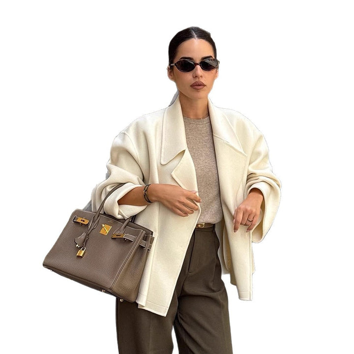 Damen oversized Wolljacke mit voluminösen Ärmeln Drune