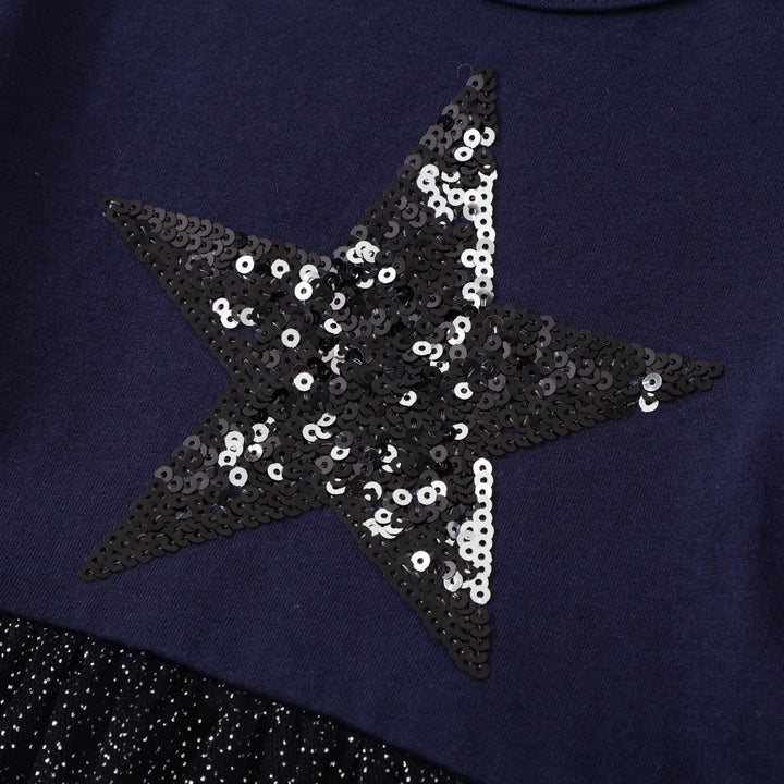 Mädchen Kleid mit glitzerndem Sternenmotiv und Tüllrock Drune