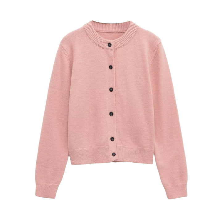 Damen Strickjacke mit Knopfverschluss und elastischem Bund Drune