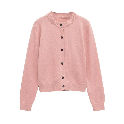 Damen Strickjacke mit Knopfverschluss und elastischem Bund Drune