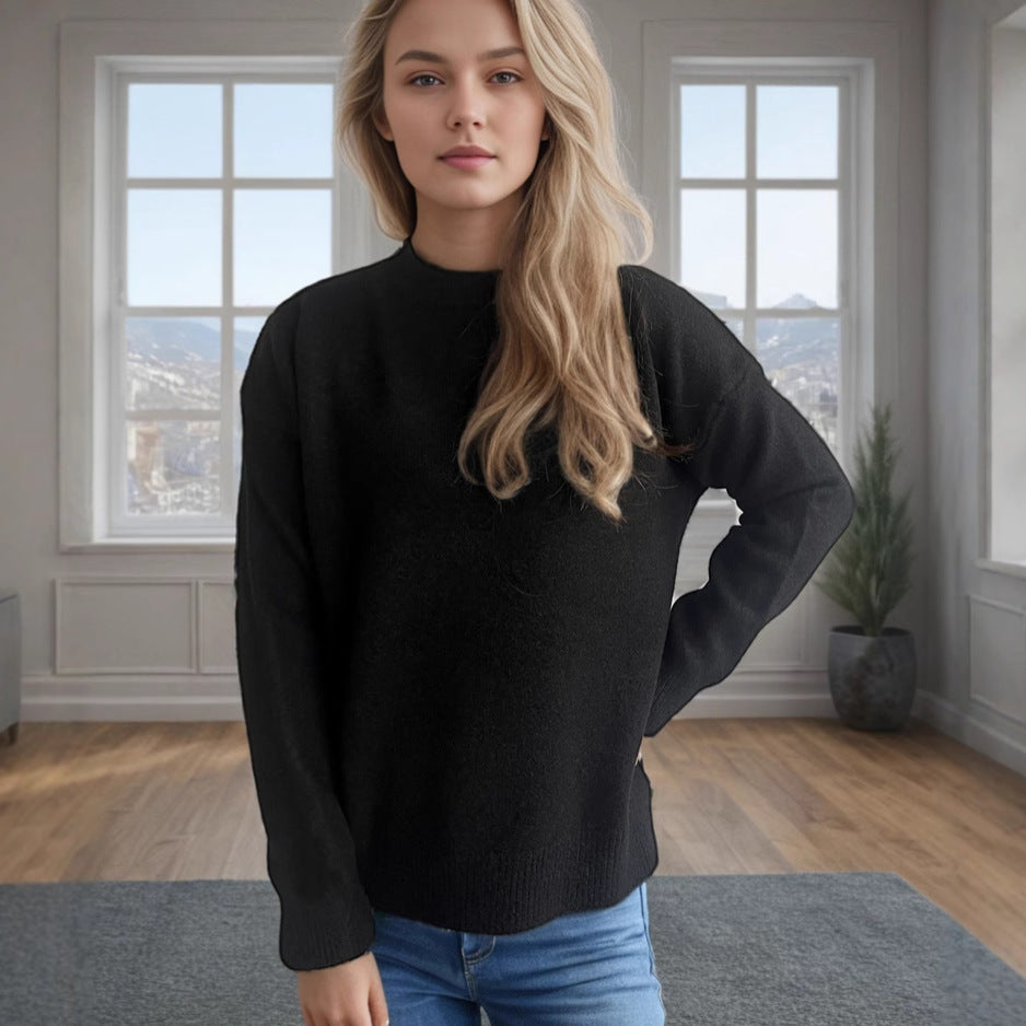 Damen kuscheliger Strickpullover mit modernem Schnitt und lässigen Details Drune