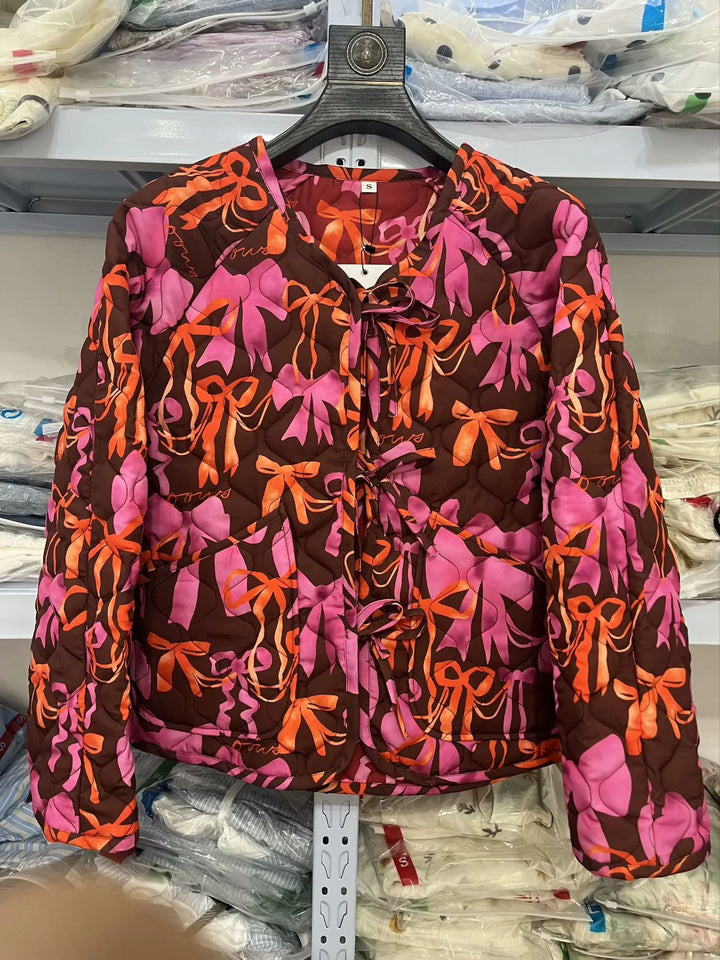 Damen Steppjacke mit verspieltem Schleifenmuster Drune