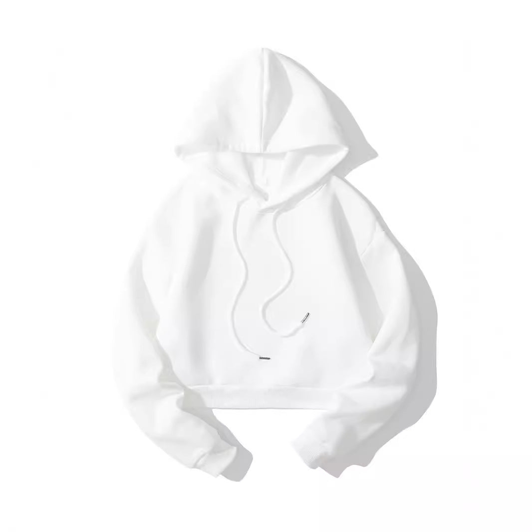 Damen nan cropped Kapuzenpullover mit weichem Fleece‑Innenfutter und elastischem Rippbund Drune