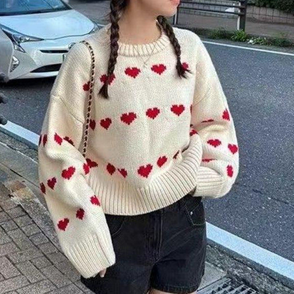 Damen Pullover mit Herzmotiv und lässigem Schnitt Drune