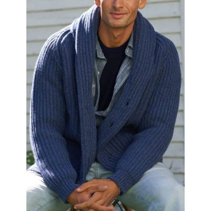 Herren Strickcardigan mit überworfenem Revers Drune