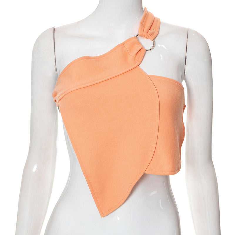 Damen asymmetrisches Trägershirt mit elegantem Ringdetail Drune