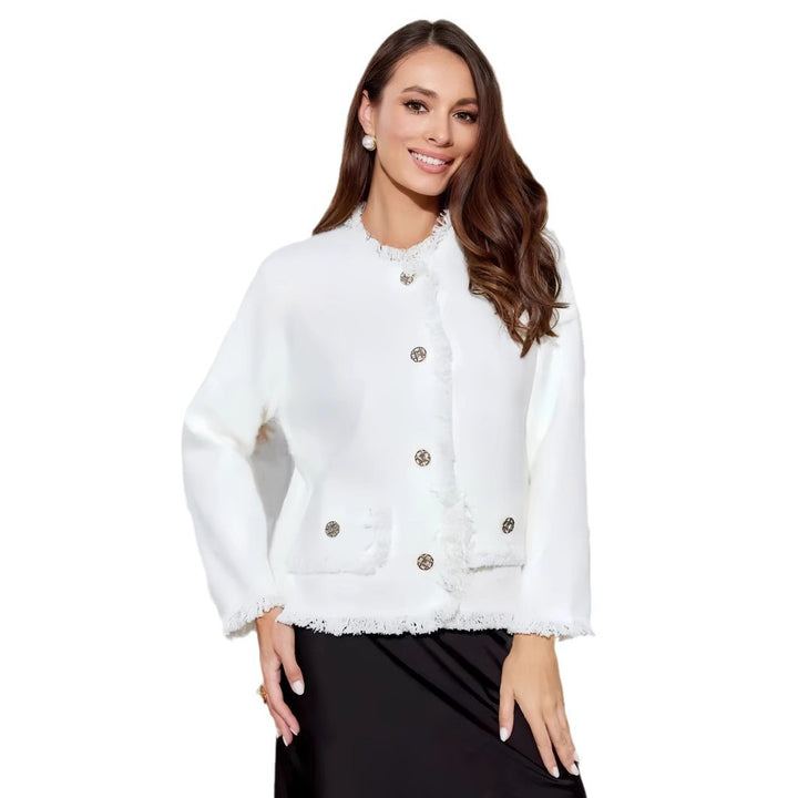 Damen elegante Kurzjacke mit Fransen Drune