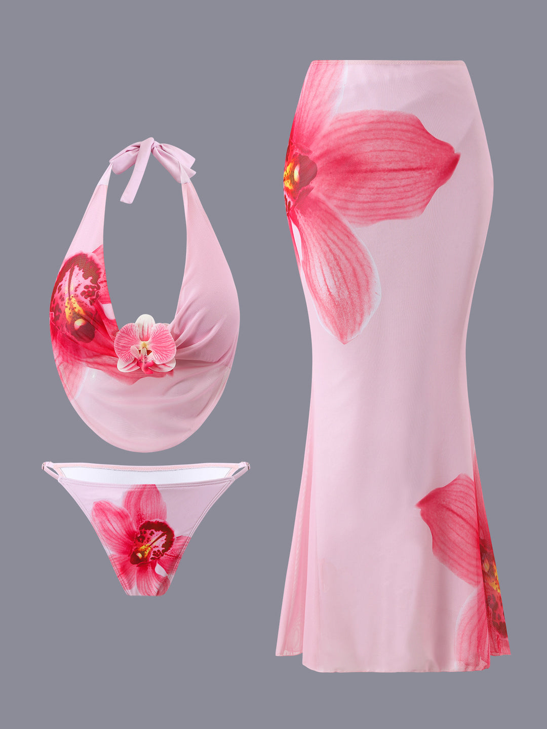 Damen Bikini-Set mit floralem Design und elegantem Wickeloberteil Drune