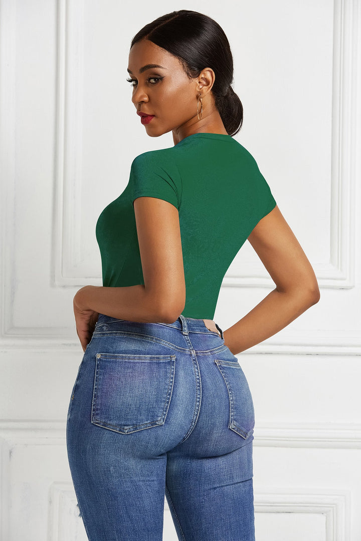 Damen figurbetonter Kurzarm-Bodysuit Drune