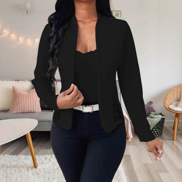 Damen elegante Blazerjacke mit Spitzenakzenten Drune