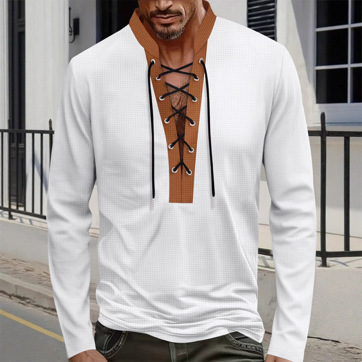 Herren modisches Langarmshirt mit Schnürung Drune