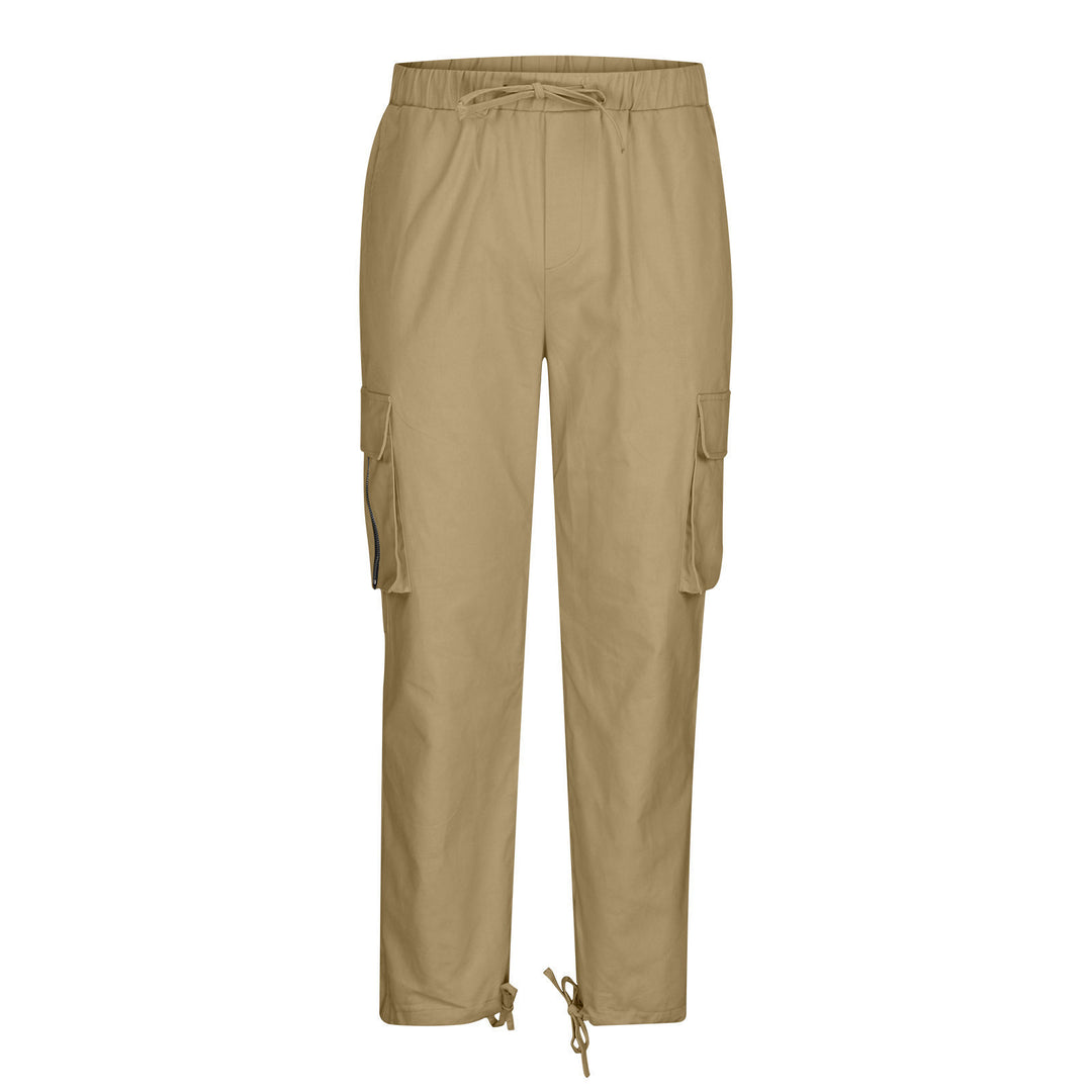 Damen nan lässige Cargo-Hose mit elastischem Kordelzugbund, Klappentaschen und verstellbaren Knöchelschnüren Drune