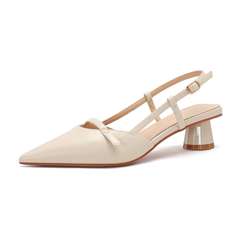 Damen Spitzeschuh Slingback-Absätze mit transparentem klobigen Blockabsatz Drune