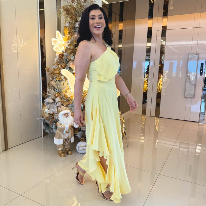 Damen Maxikleid mit eleganter Raffung Drune