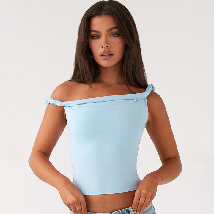 Damen Off-Shoulder Oberteil mit dekorativen Rüschendetails Drune