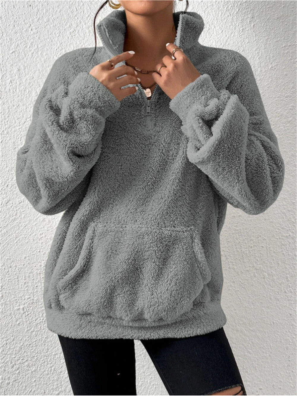 Damen Kuscheliger Fleece Pullover Drune
