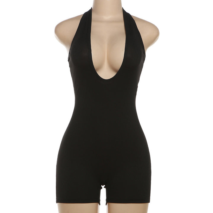 Damen Figurbetontes Jumpsuit mit tiefem V-Ausschnitt Drune
