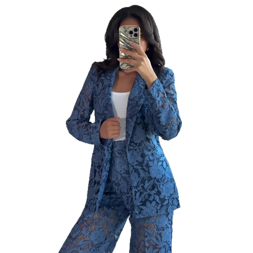 Damen Spitzenanzug Set Drune