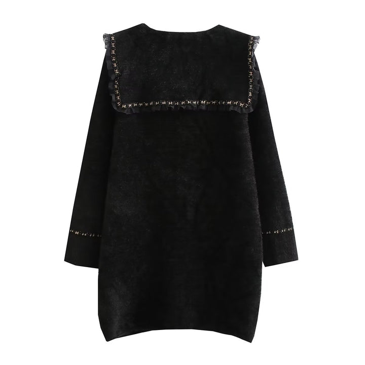Damen Langarmjacke mit dekorativem Kragen und funktionalen Taschen Drune