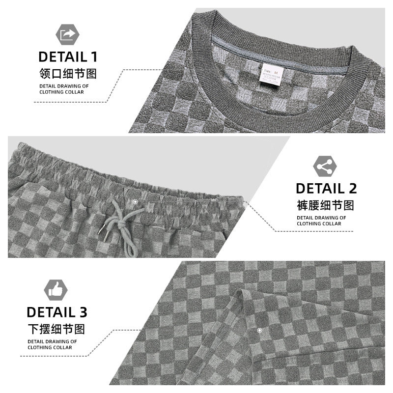Unisex nan strukturiertes Relief-Set aus wabenartigem Jersey mit übergroßem Shirt und knielangen Shorts Drune