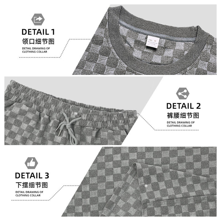 Unisex nan strukturiertes Relief-Set aus wabenartigem Jersey mit übergroßem Shirt und knielangen Shorts Drune
