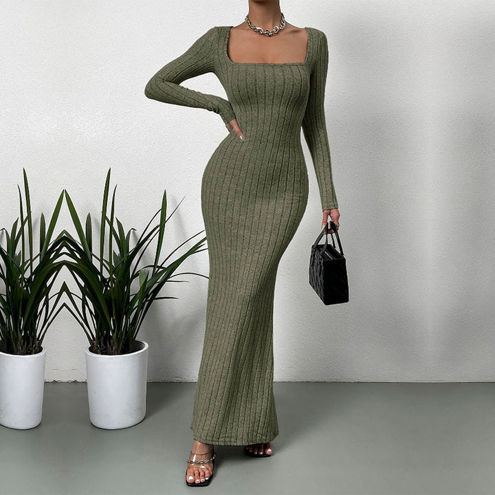Damen Langarm Maxikleid im eleganten Rippdesign Drune