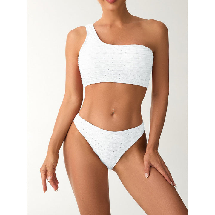 Damen Einseitiger Bikini mit elegantem Rippendesign und verstellbaren Trägern Drune