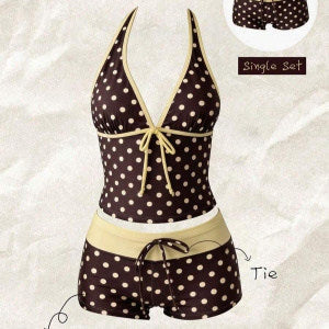 Damen Tankini mit modischem Punktmuster und verstellbarem Halter Drune