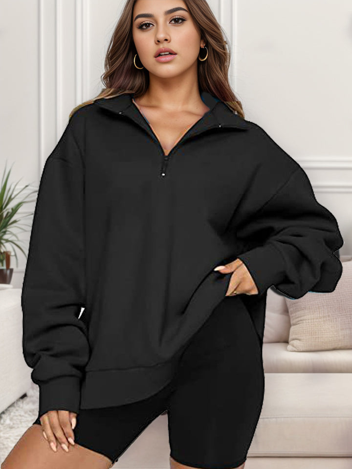 Damen Oversized Sweatshirt mit Stehkragen Drune