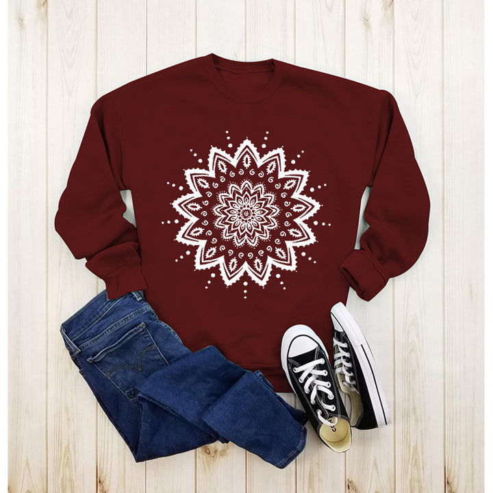Damen Sweatshirt mit kreativem Mandala-Design und lässigem Schnitt Drune