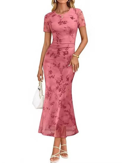 Damen Maxikleid mit floralen Stickereien Drune