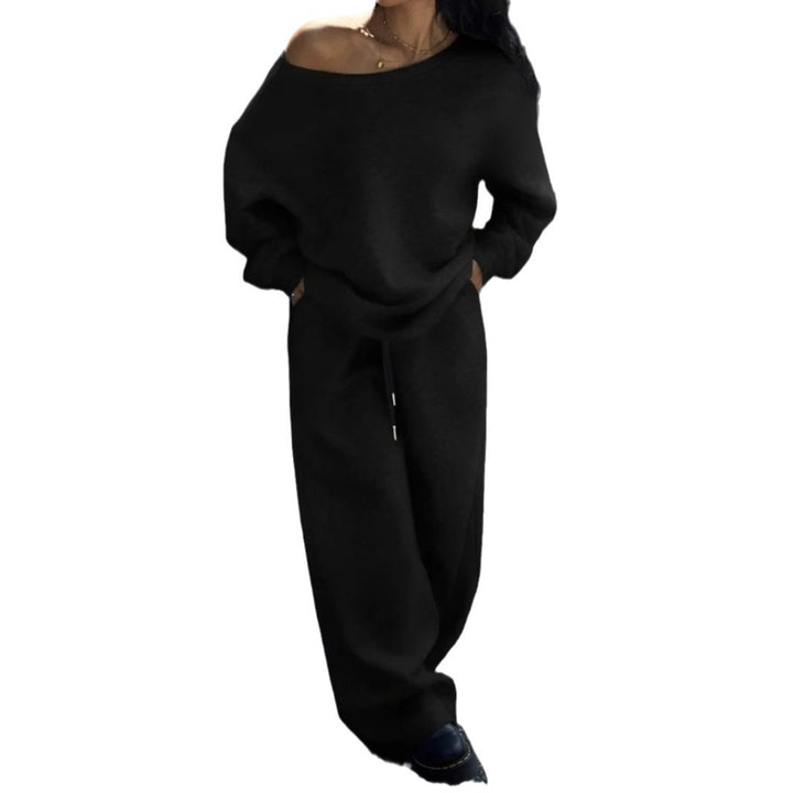 Damen nan lässiges Lounge-Set aus Baumwollmix mit weitem Bein Drune