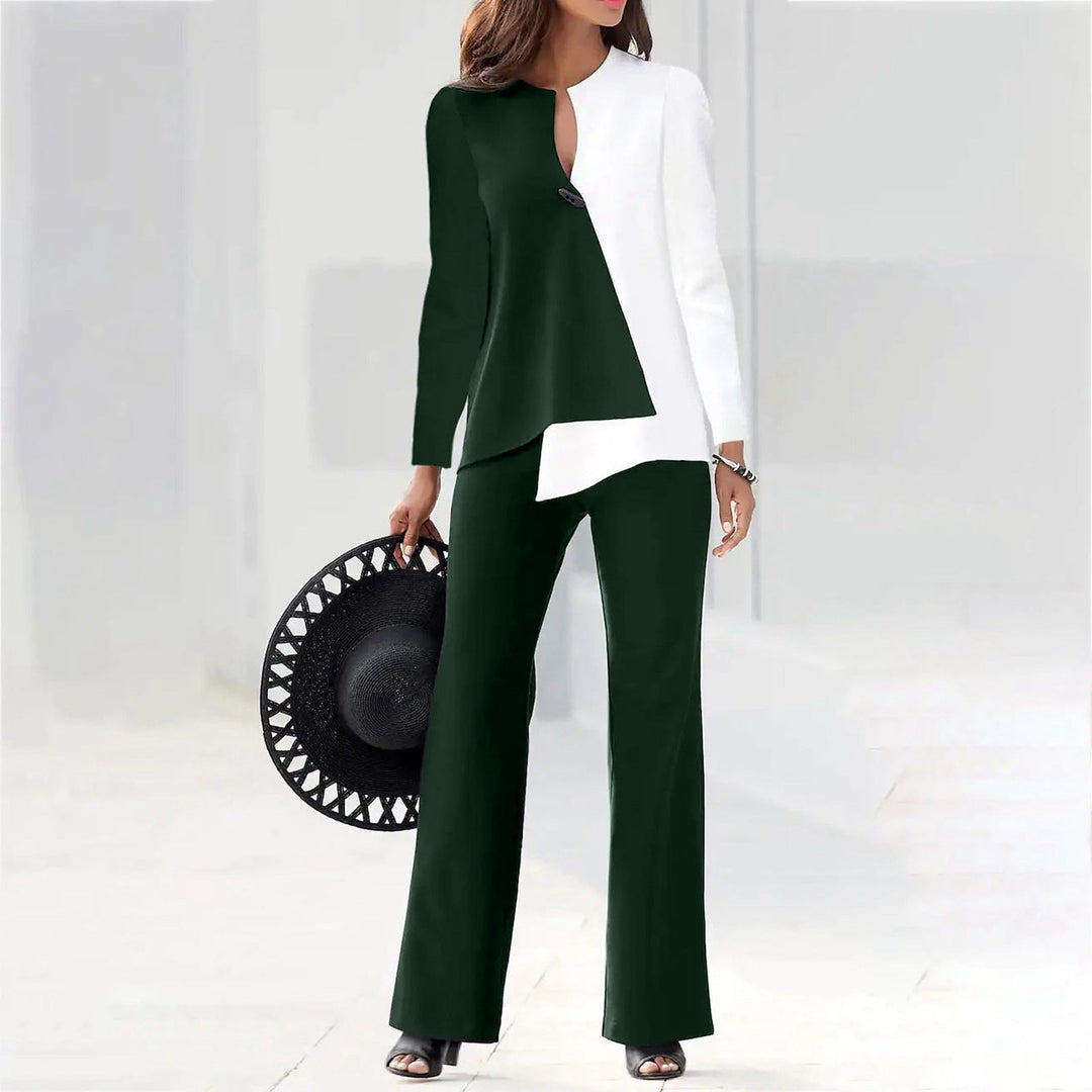 Damen Elegantes und modernes Hosenanzug-Set mit asymmetrischem Design Drune