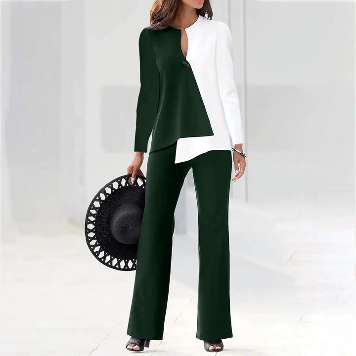 Damen Elegantes und modernes Hosenanzug-Set mit asymmetrischem Design Drune