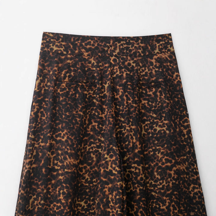 Damen Weit geschnittene Leoprint-Hose mit elastischem Bund und hohen Taschen Drune