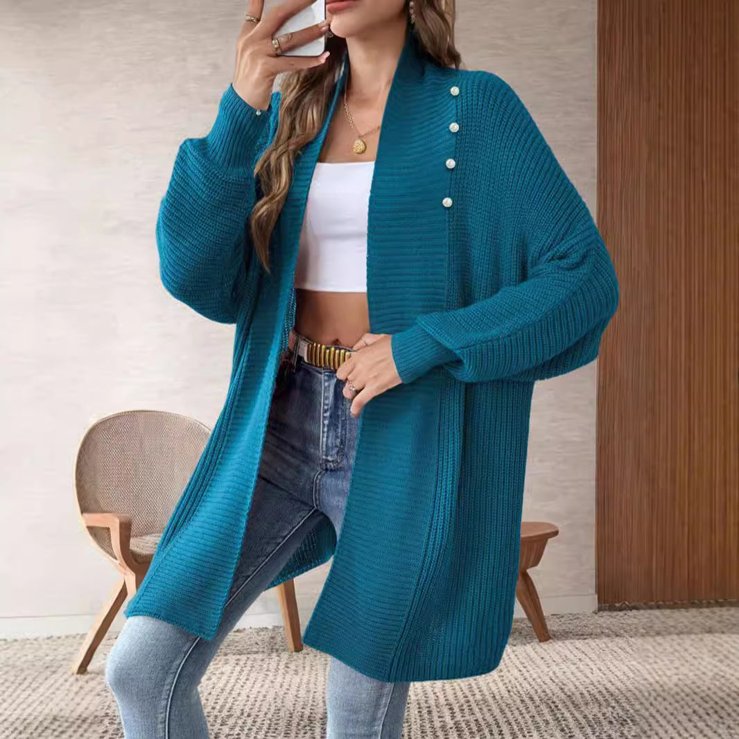 Damen Strickjacke mit dekorativen Knopfdetails und offenem Schnitt Drune