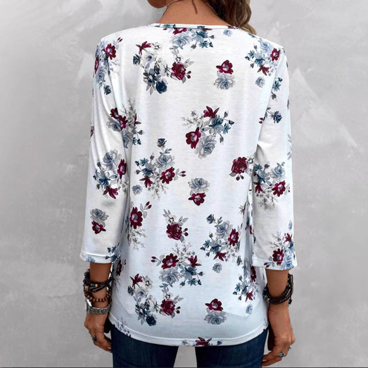 Damen Bluse mit floralem Print und Knopfdetails Drune