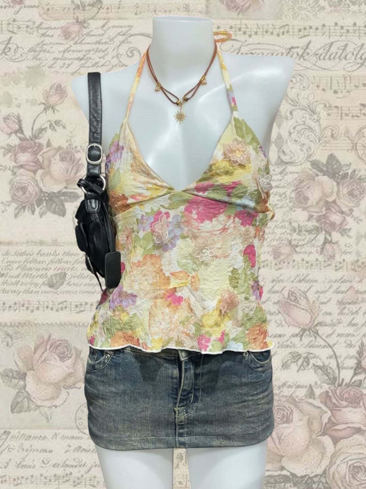 Damen Verspielt bedrucktes Chiffon-Oberteil Drune