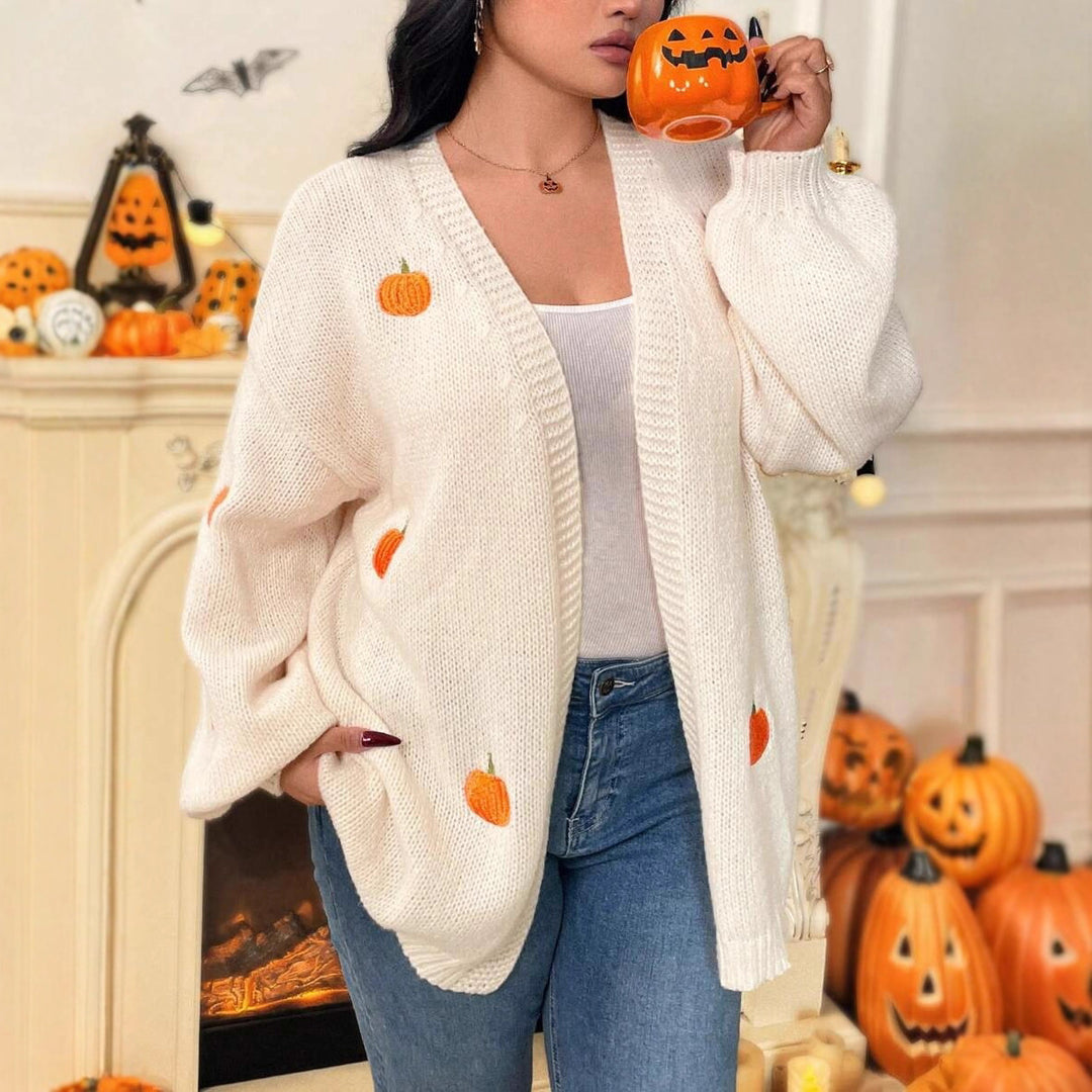 Damen Strickjacke mit herbstlichen Applikationen Drune