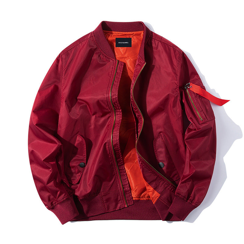 Herren Nylon Bomberjacke im Flugzeugstil mit kontrastierender Taftfutter und Reißverschlusstasche am Ärmel Drune