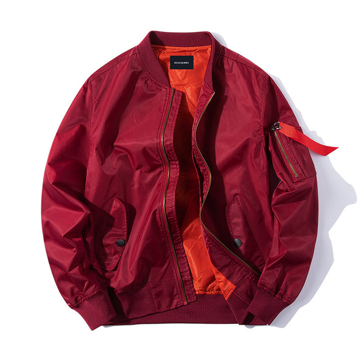 Herren Nylon Bomberjacke im Flugzeugstil mit kontrastierender Taftfutter und Reißverschlusstasche am Ärmel Drune