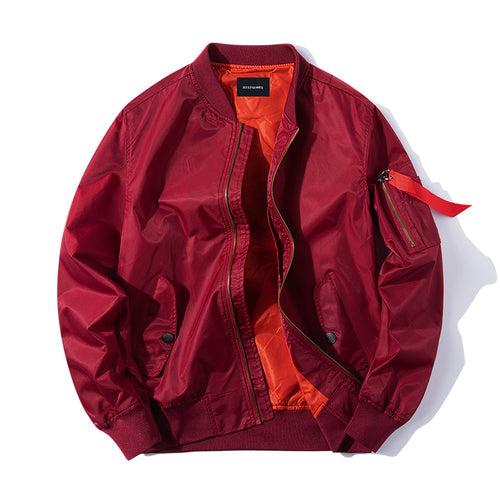 Herren Nylon Bomberjacke im Flugzeugstil mit kontrastierender Taftfutter und Reißverschlusstasche am Ärmel Drune