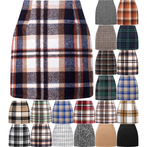 Damen Karierter Minirock mit hohem Bund und seitlichen Eingrifftaschen Drune