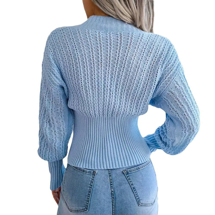 Damen Strickpullover mit tiefem V-Ausschnitt und strukturiertem Zopfmuster Drune