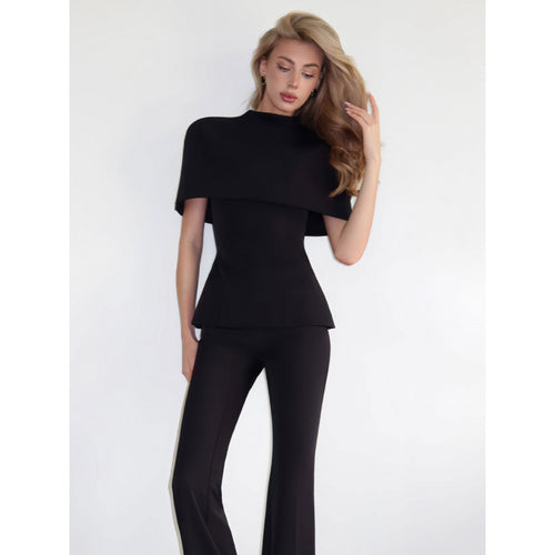 Damen Elegantes Oberteil mit asymmetrischem Kragen und figurbetontem Schnitt Drune
