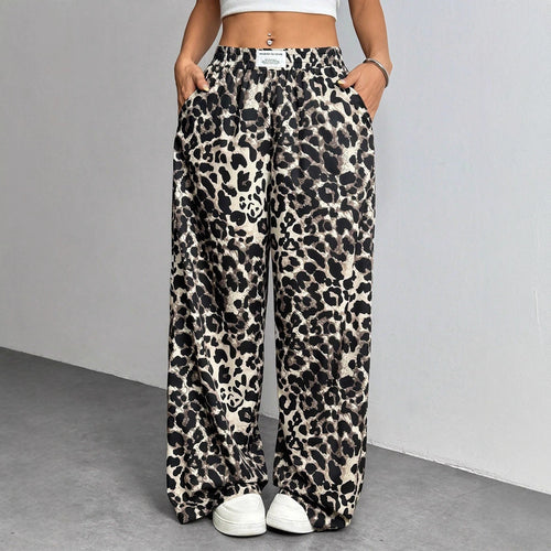 Damen Palazzo-Hose mit schickem Leopardenmuster Drune