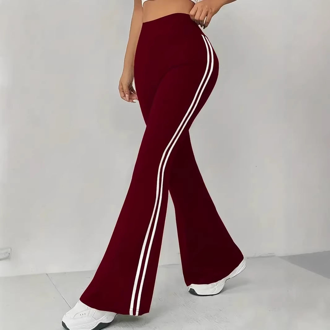 Damen Sportliche Flared Leggings mit Streifen Drune