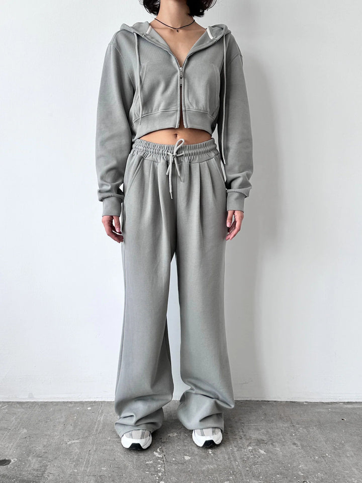 Damen Cropped Hoodie und weite Jogginghose-Set Drune