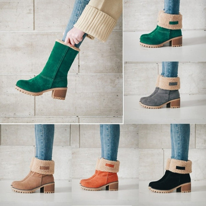 Damen Warmfutter Stiefeletten mit verspieltem Falten-Design Drune